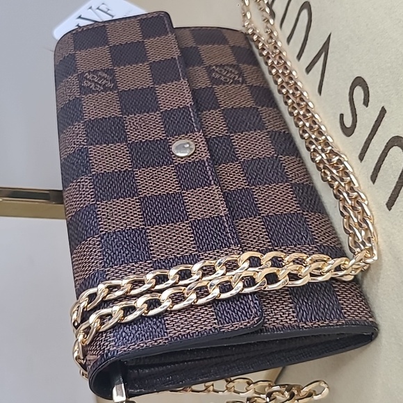 LOUIS VUITTON VINTAGE 2010 DAMIER PORTE MONNAIE 10 CARD CREDIT WALLET W/CHAIN - Picture 5 of 17